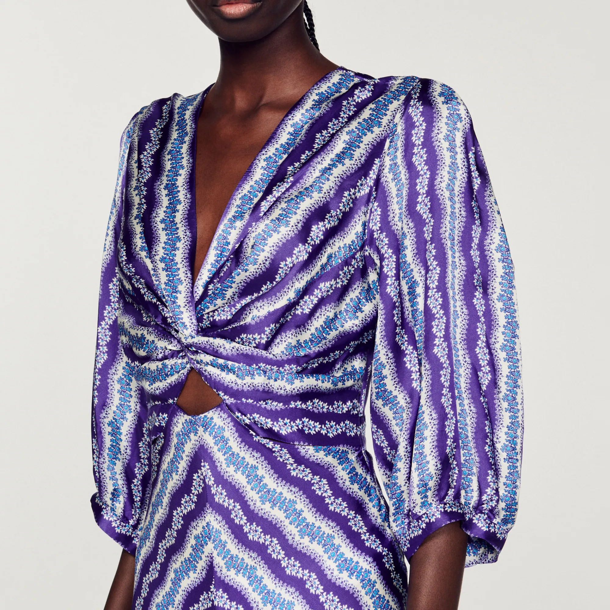 Abito A Trecce Con Stampa Floreale>Sandro Paris Cheap