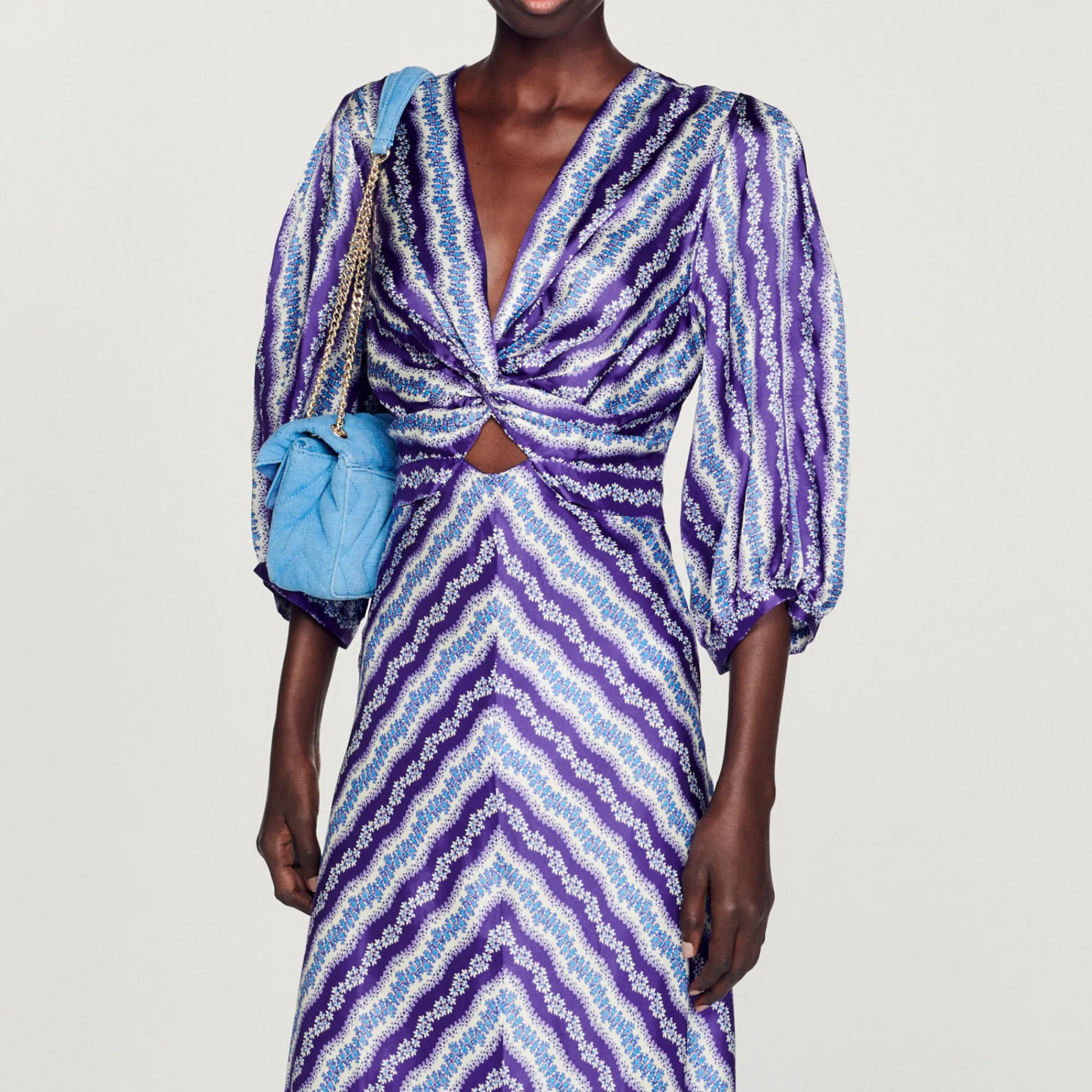 Abito A Trecce Con Stampa Floreale>Sandro Paris Cheap