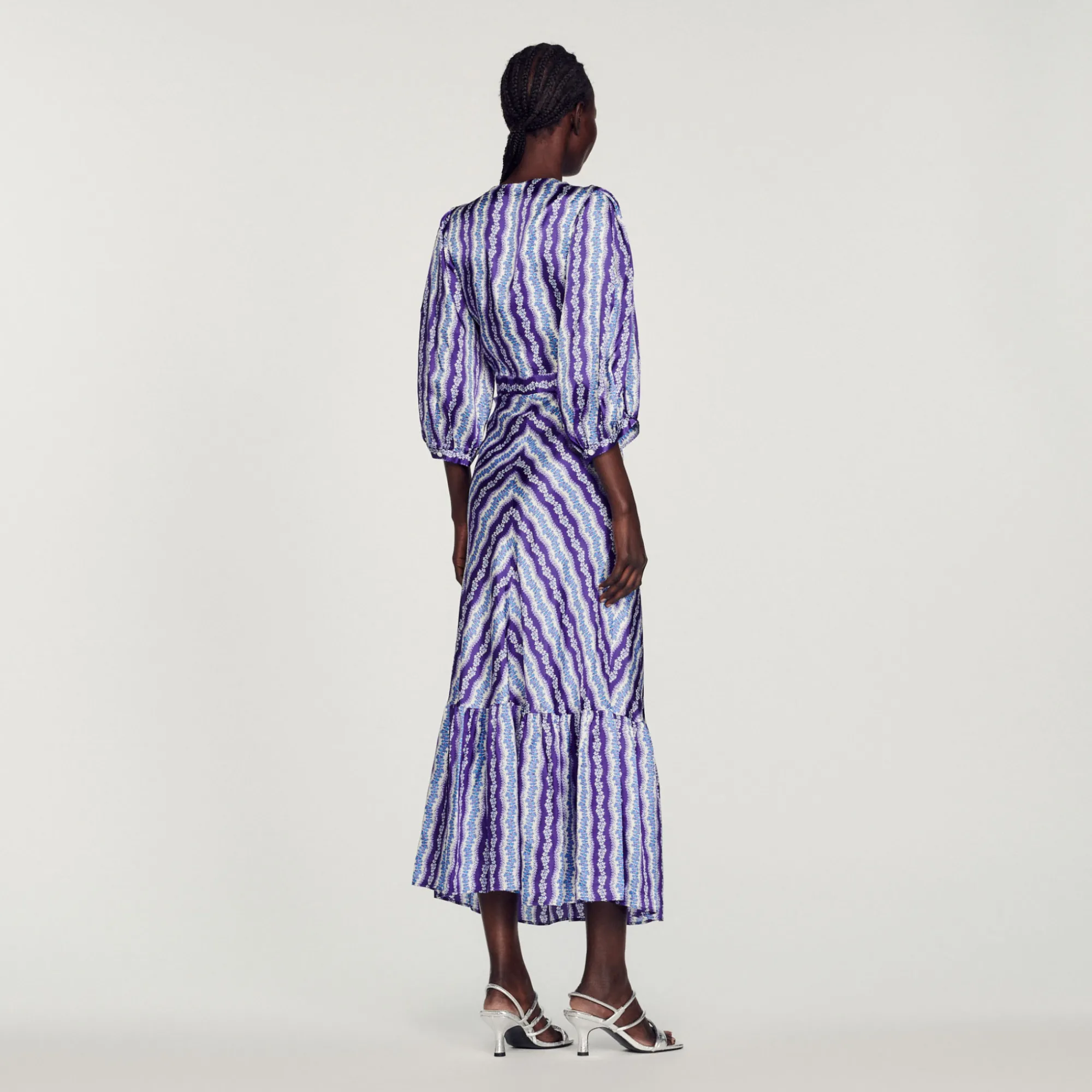 Abito A Trecce Con Stampa Floreale>Sandro Paris Cheap