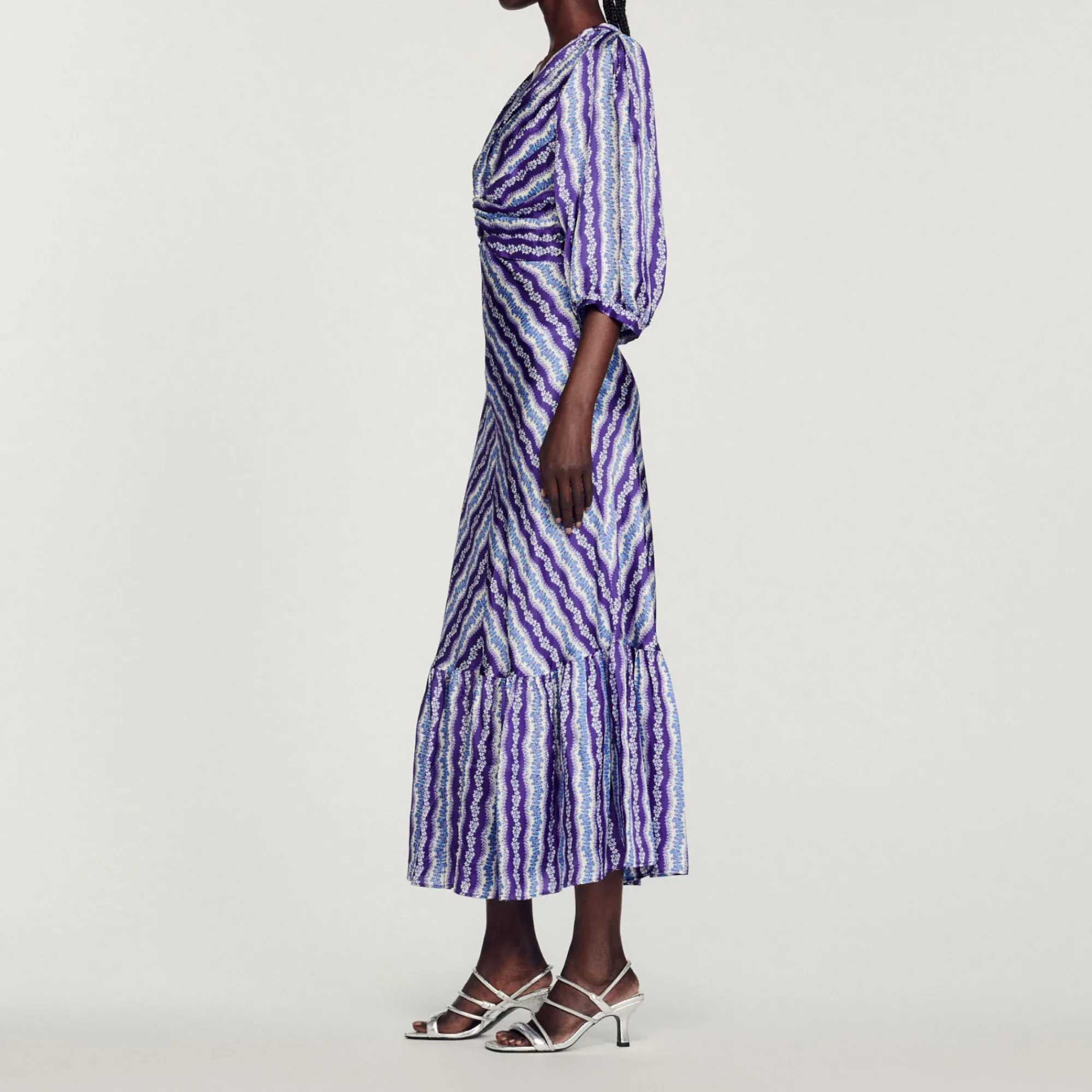 Abito A Trecce Con Stampa Floreale>Sandro Paris Cheap