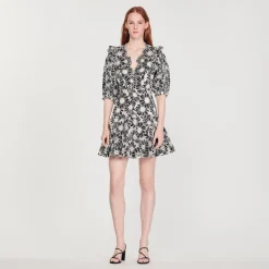 Abito Corto In Tessuto Ricamato>Sandro Paris Discount