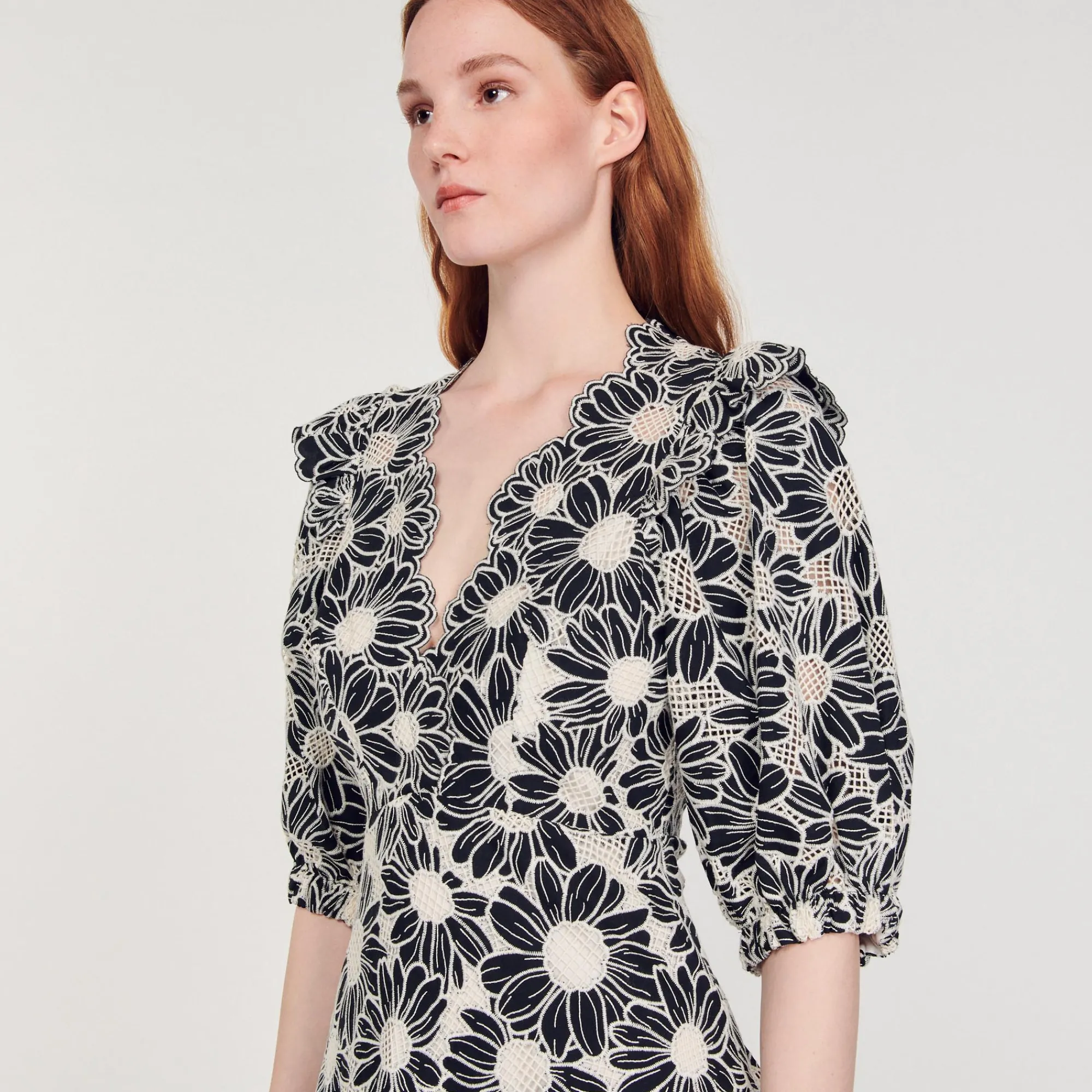 Abito Corto In Tessuto Ricamato>Sandro Paris Discount