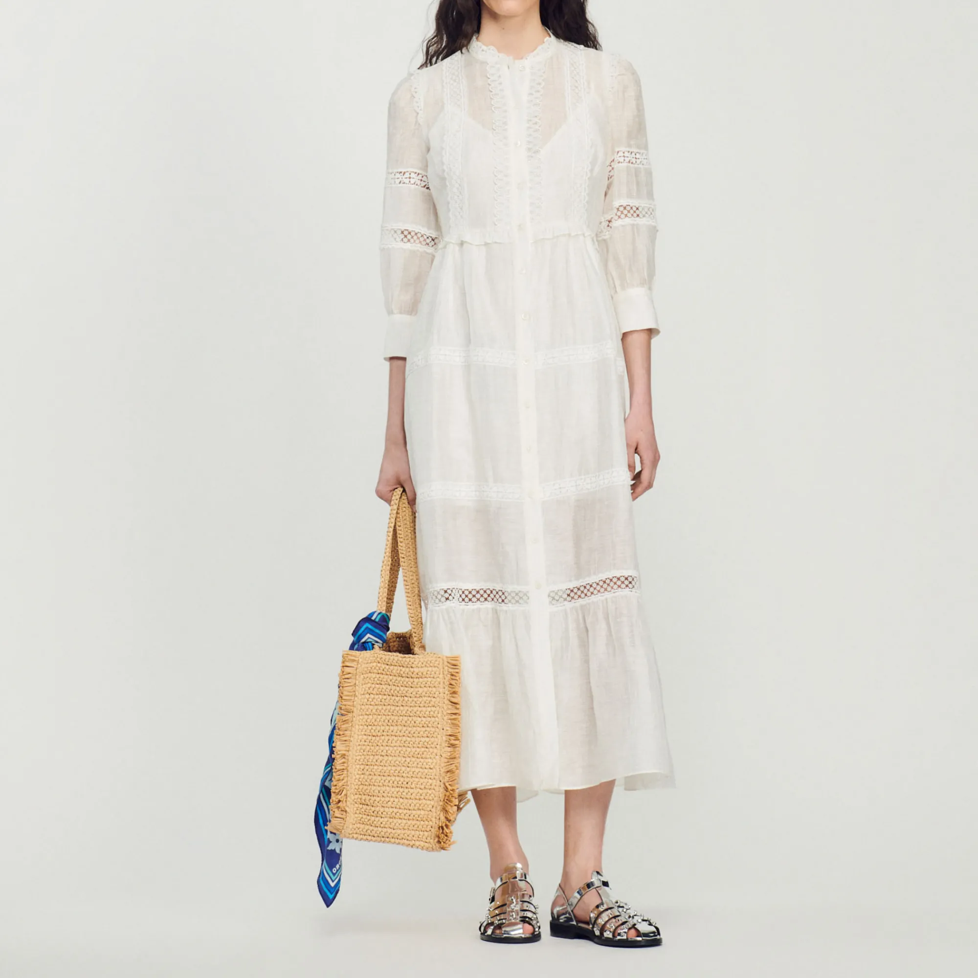 Abito Lungo In Pizzo>Sandro Paris Online