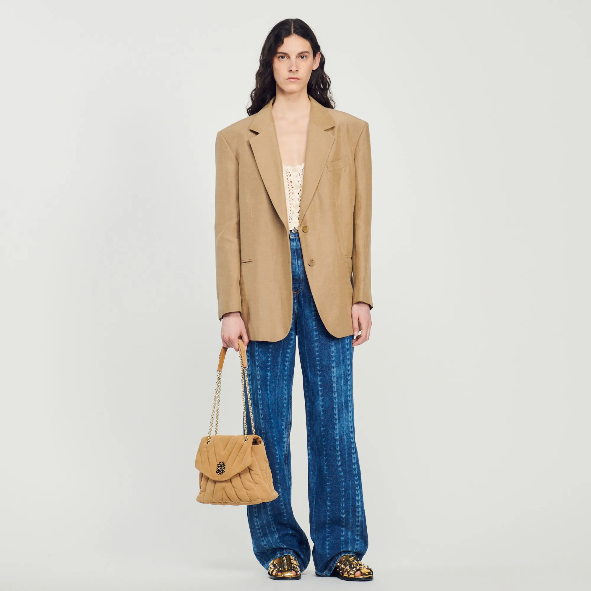 Borsa Mila Pelle Scamosciata Matelasse>Sandro Paris Cheap