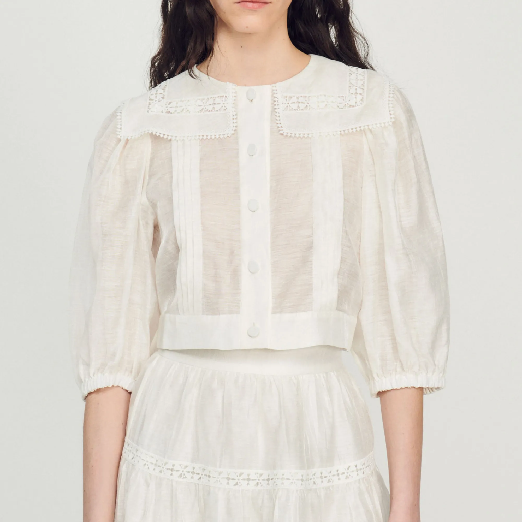 Camicia Con Colletto In Pizzo>Sandro Paris Clearance