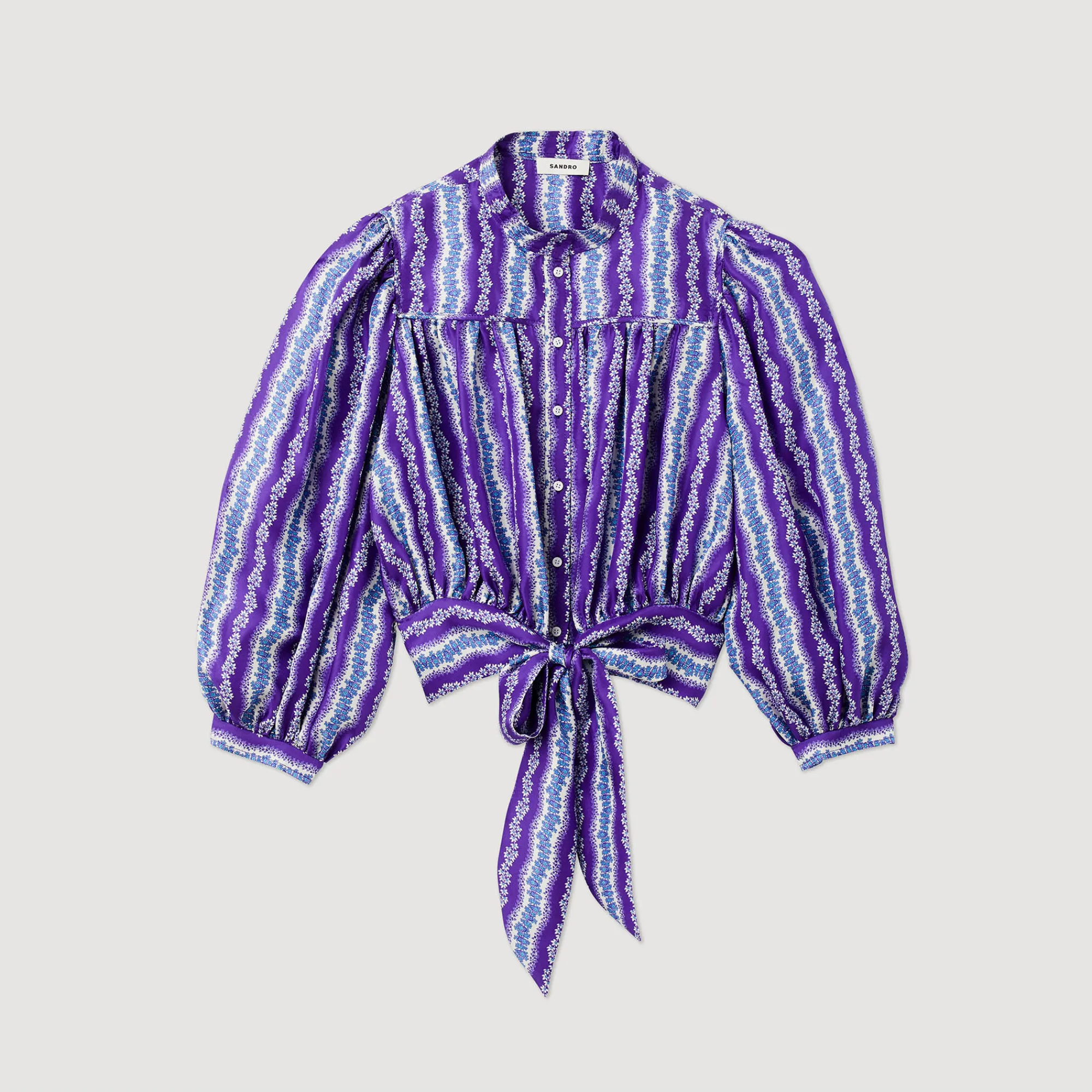 Camicia Corta In Seta Con Stampa A Fiori>Sandro Paris Store