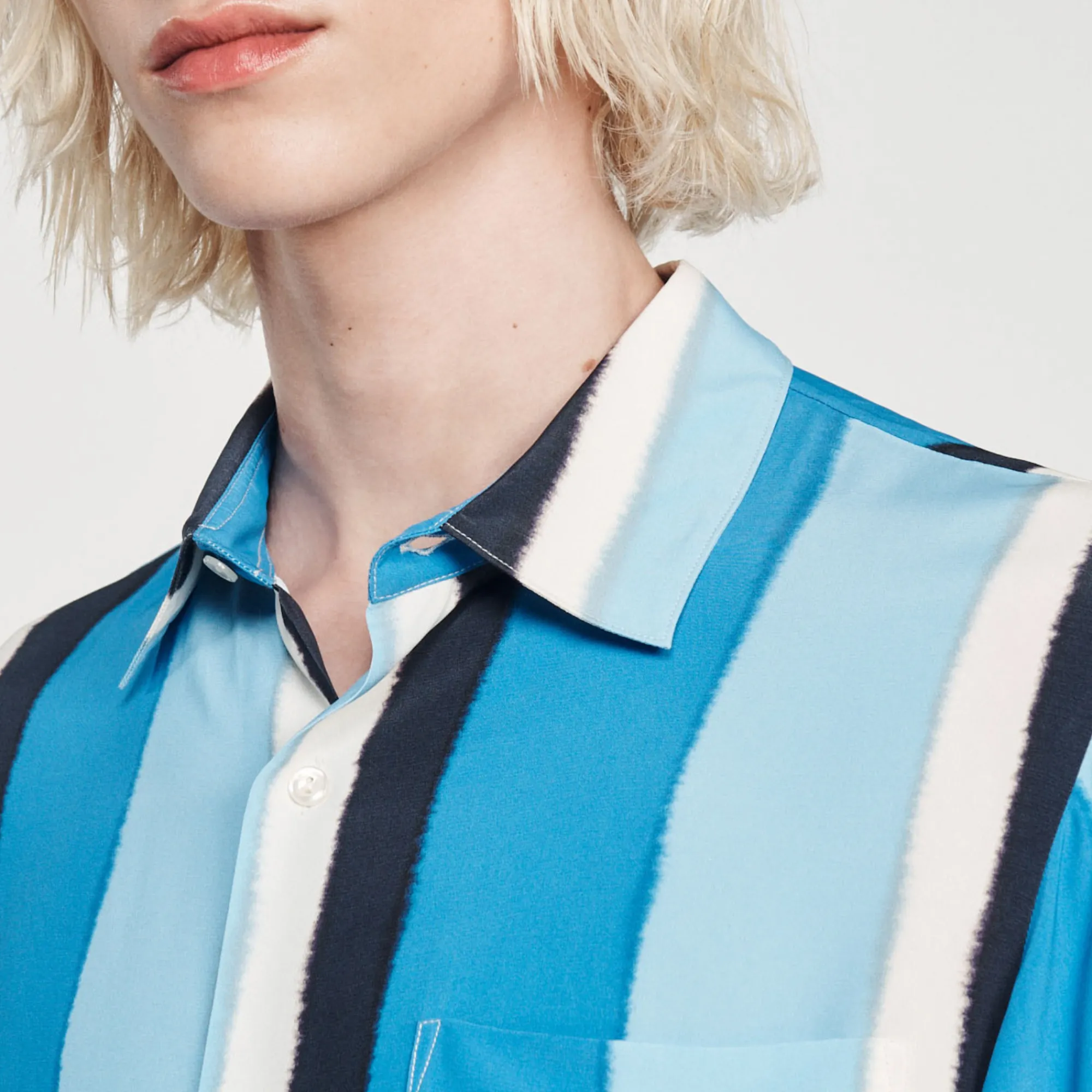 Camicia Fluida A Righe A Maniche Corte>Sandro Paris Discount