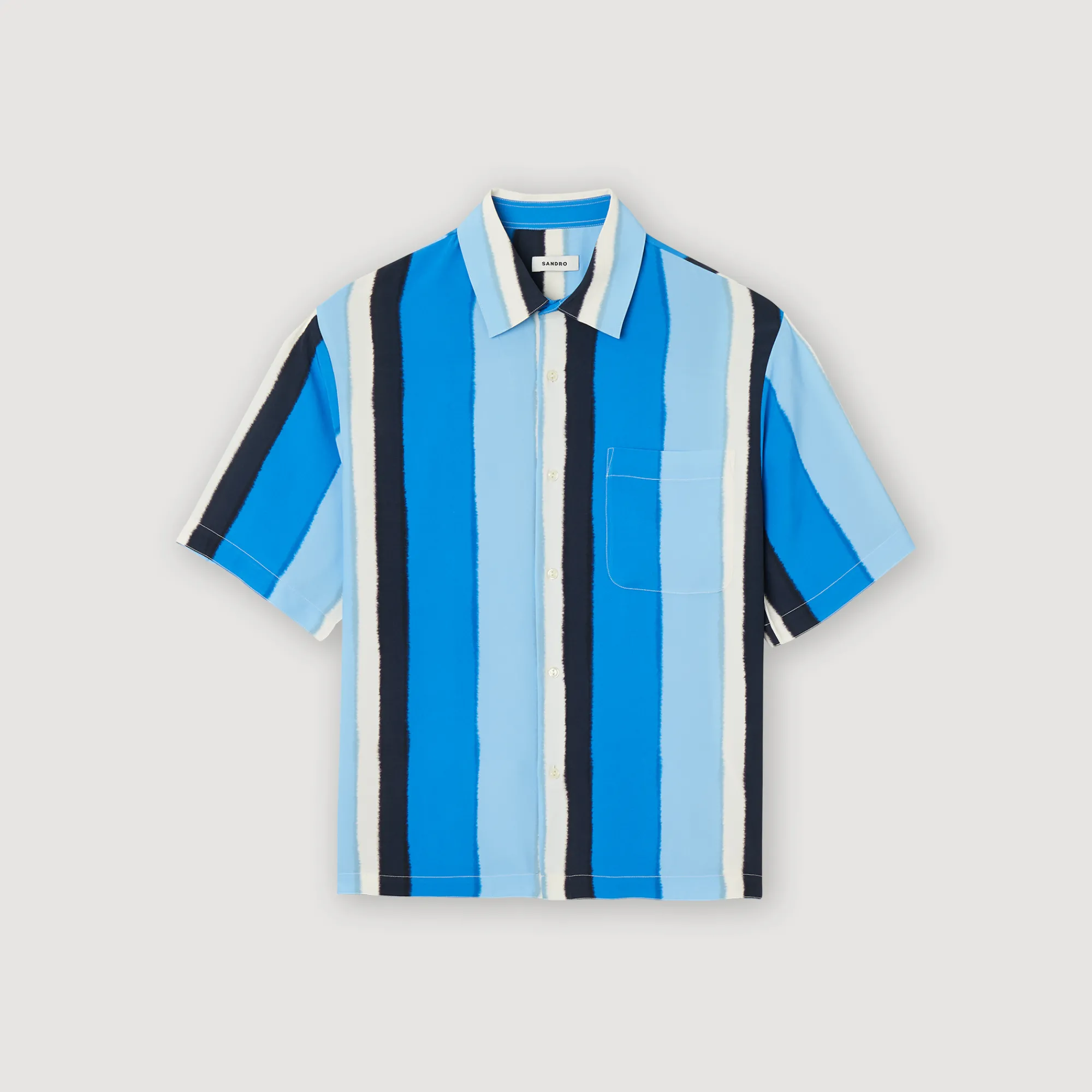 Camicia Fluida A Righe A Maniche Corte>Sandro Paris Discount