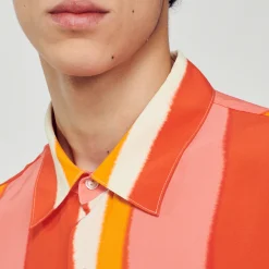 Camicia Fluida A Righe A Maniche Corte><noscript><img width=