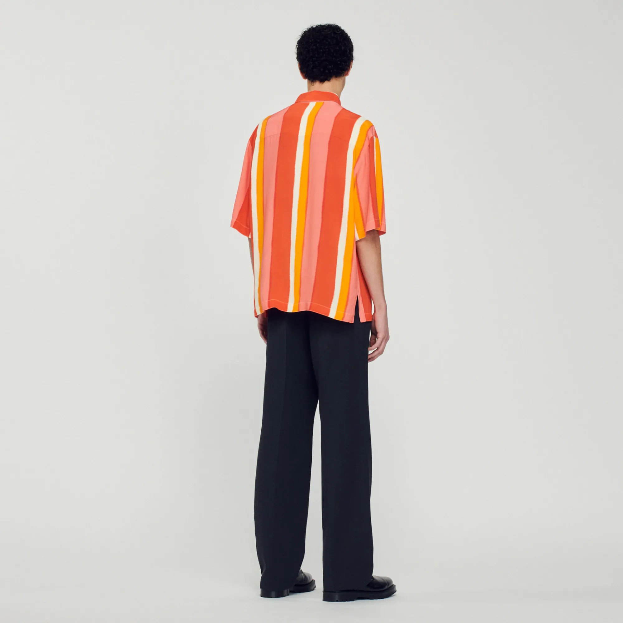Camicia Fluida A Righe A Maniche Corte>Sandro Paris Discount