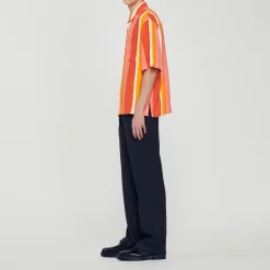 Camicia Fluida A Righe A Maniche Corte><noscript><img width=