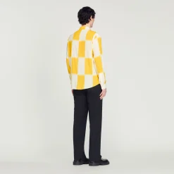 Camicia Fluida Con Stampa A Quadri><noscript><img width=