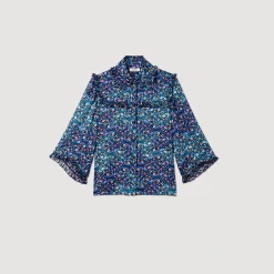 Camicia In Seta Con Stampa Floreale><noscript><img width=