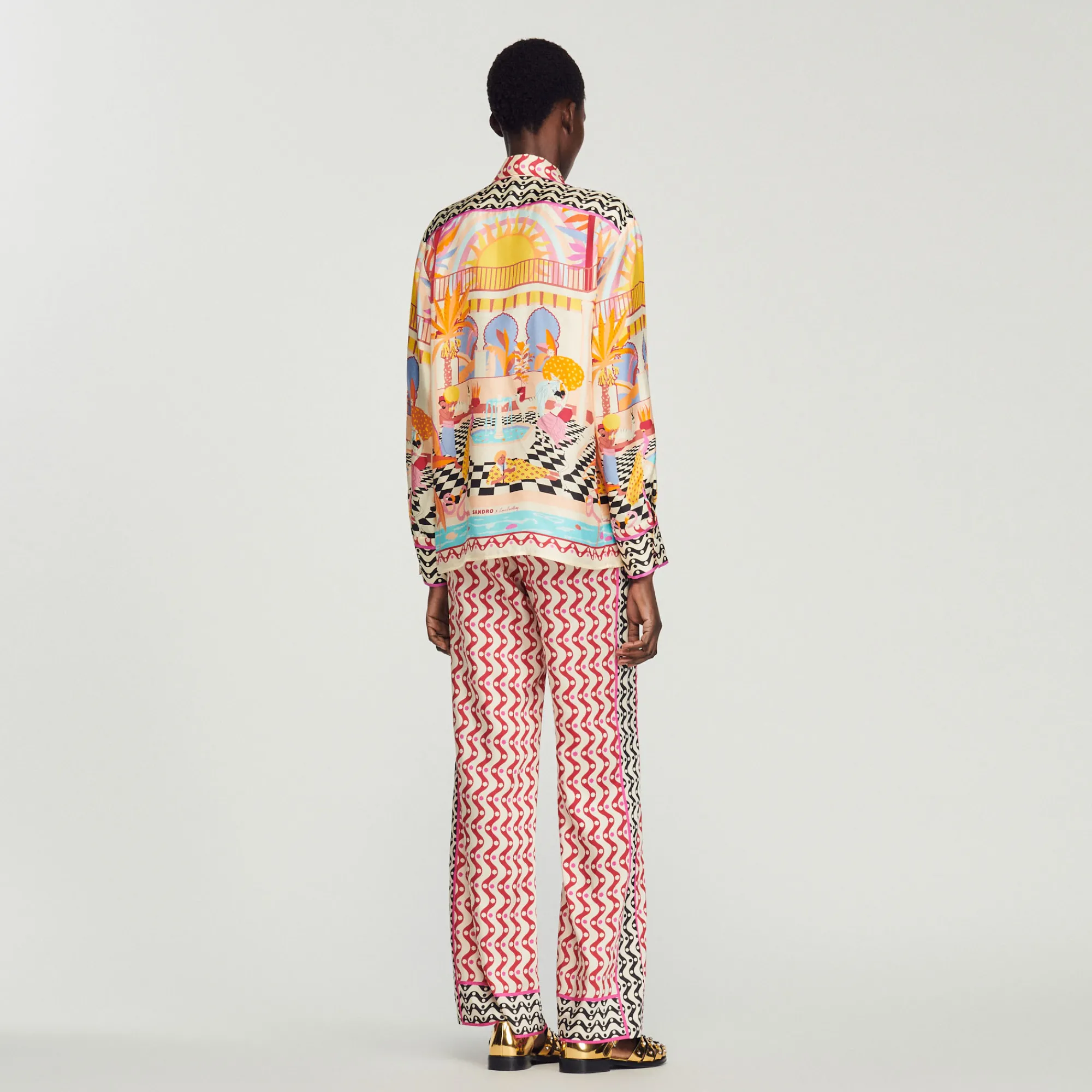 Camicia In Seta Stampata>Sandro Paris Shop