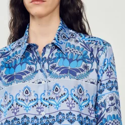 Camicia In Seta Stampata><noscript><img width=