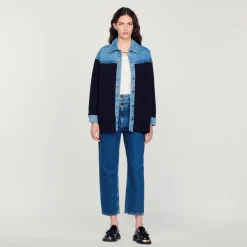 Cardigan Bimateriale Stile Giacca>Sandro Paris Clearance