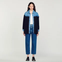 Cardigan Bimateriale Stile Giacca>Sandro Paris Clearance