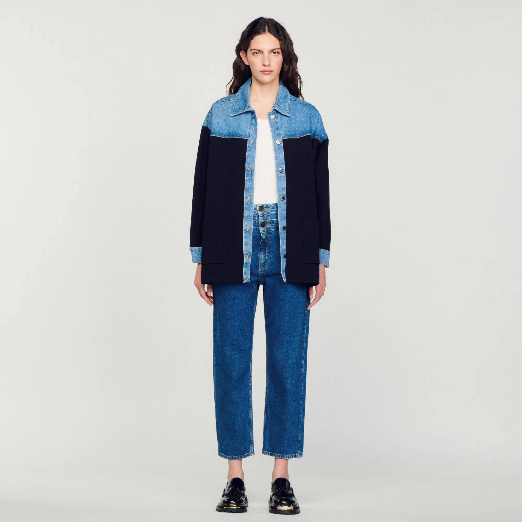 Cardigan Bimateriale Stile Giacca>Sandro Paris Clearance