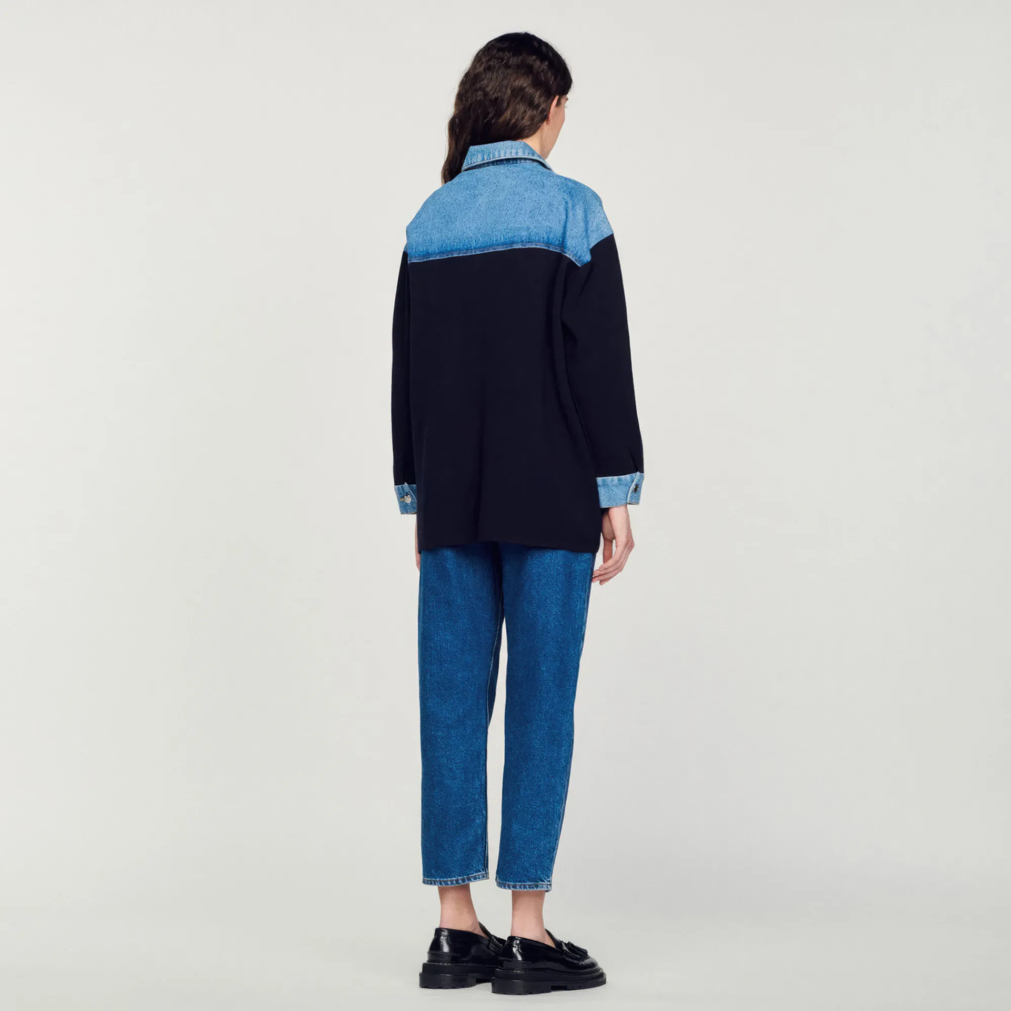Cardigan Bimateriale Stile Giacca>Sandro Paris Clearance