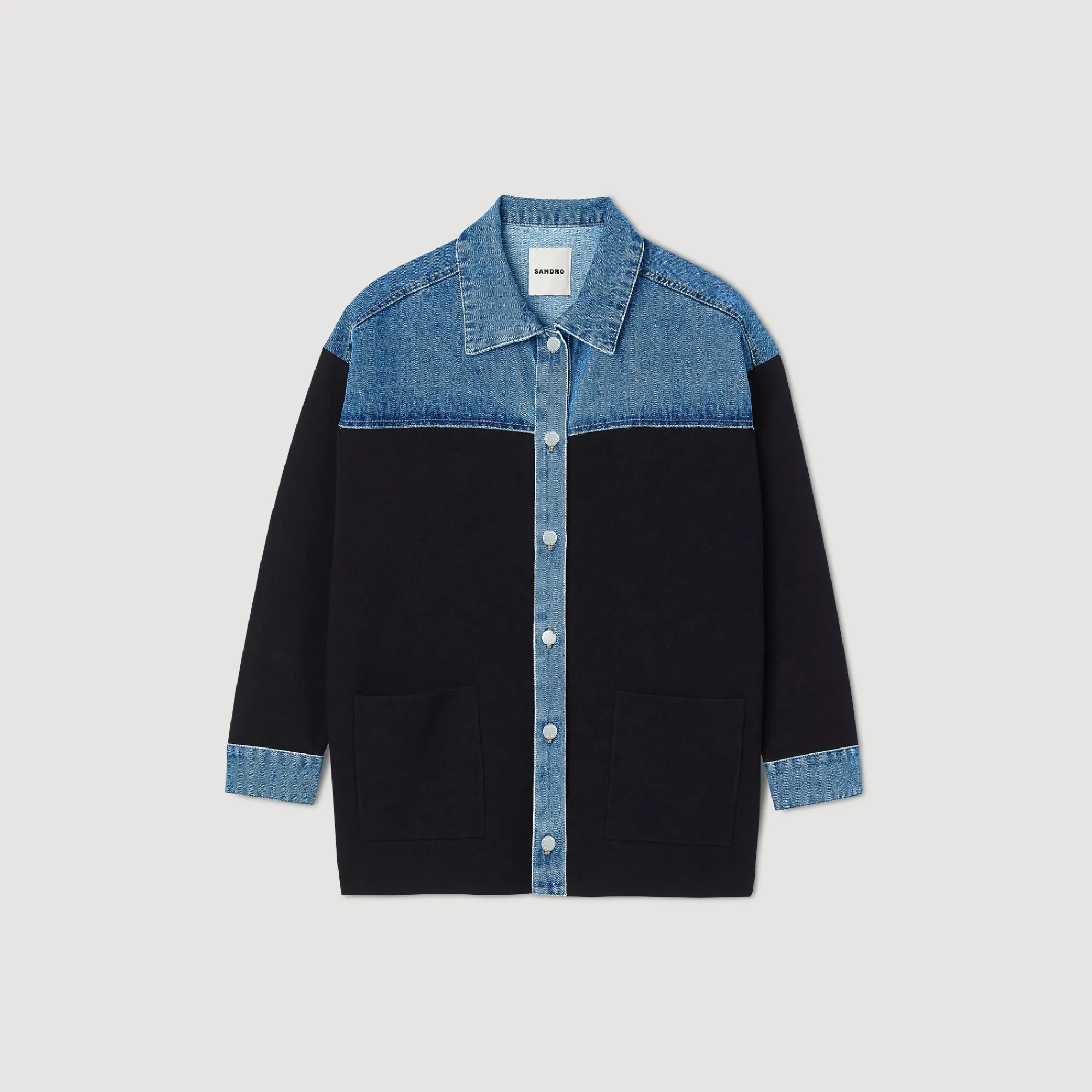 Cardigan Bimateriale Stile Giacca>Sandro Paris Clearance