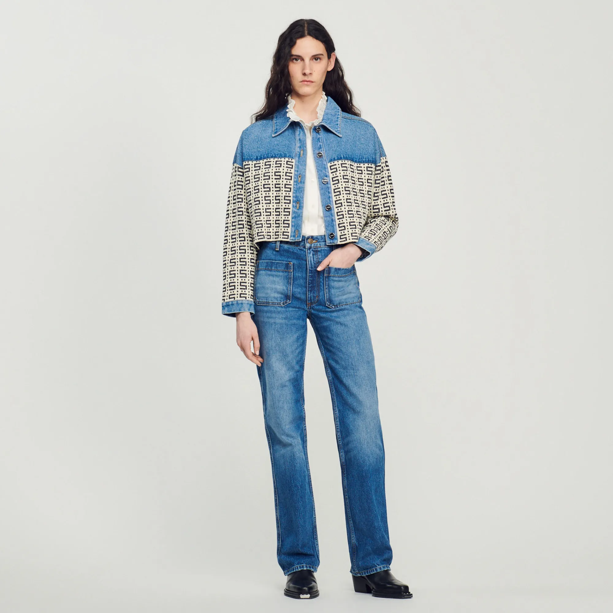 Cardigan-Cappotto Corto In Denim>Sandro Paris Best Sale