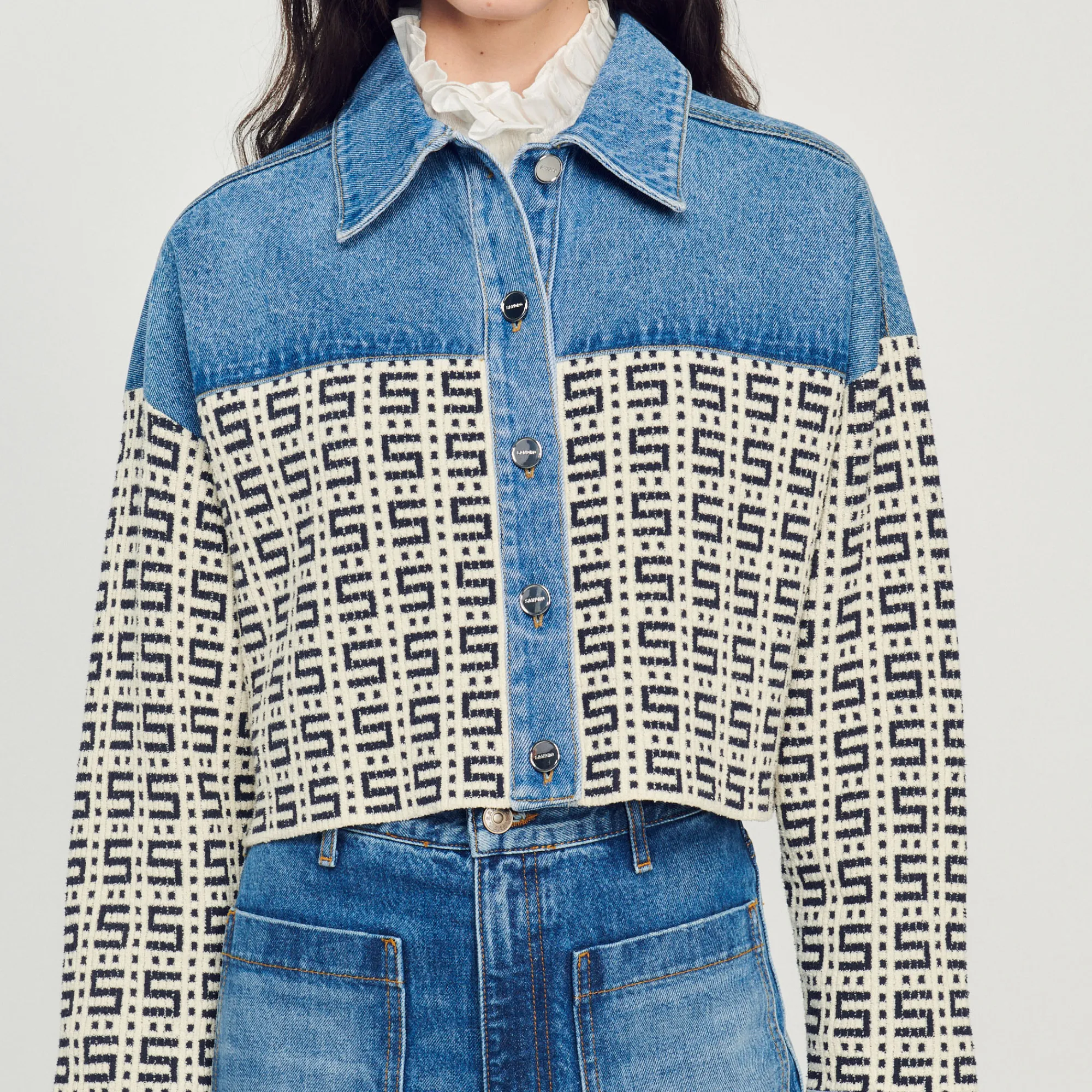 Cardigan-Cappotto Corto In Denim>Sandro Paris Best Sale