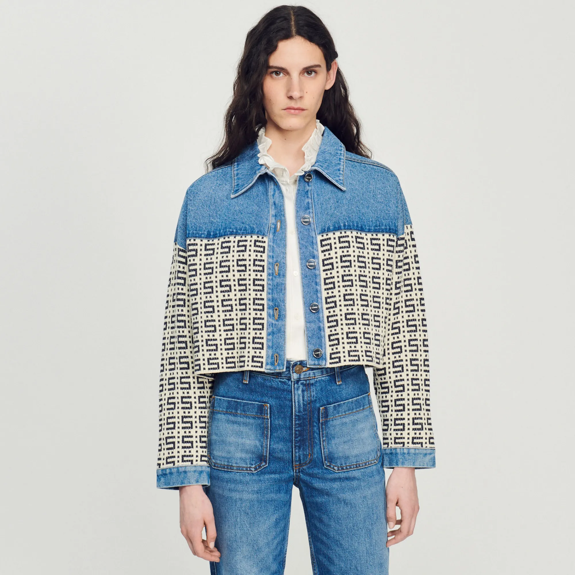 Cardigan-Cappotto Corto In Denim>Sandro Paris Best Sale