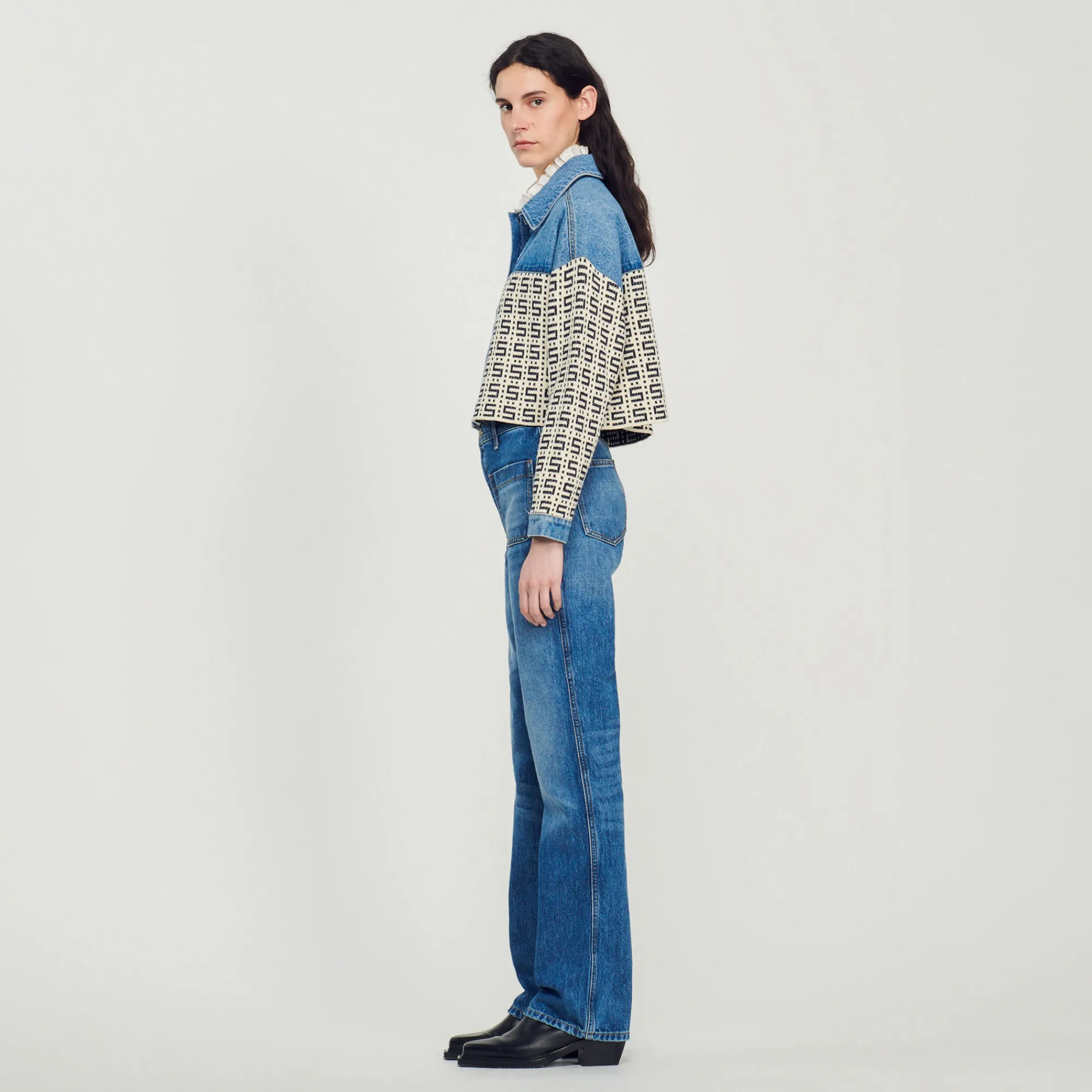 Cardigan-Cappotto Corto In Denim>Sandro Paris Best Sale