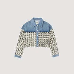 Cardigan-Cappotto Corto In Denim><noscript><img width=