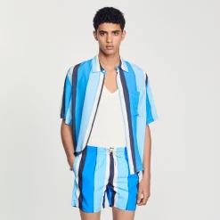 Costume Da Bagno Con Stampa A Righe><noscript><img width=