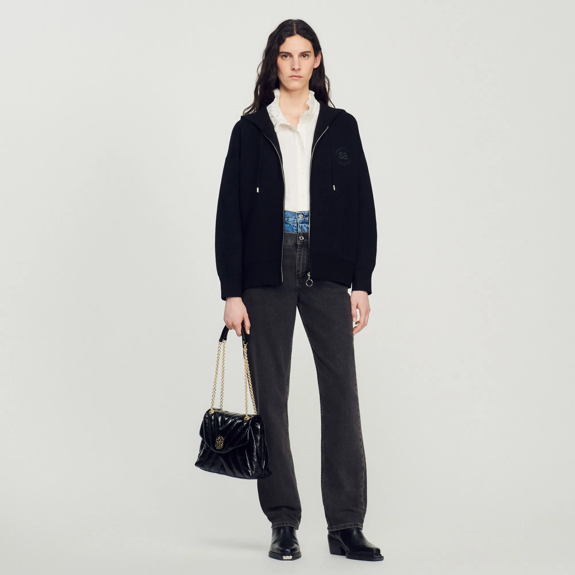 Felpa Con Zip Oversize>Sandro Paris Cheap