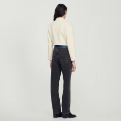 Giacca Corta Con Bottoni In Tweed><noscript><img width=
