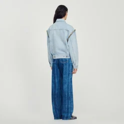 Giacca In Jeans Con Strass><noscript><img width=