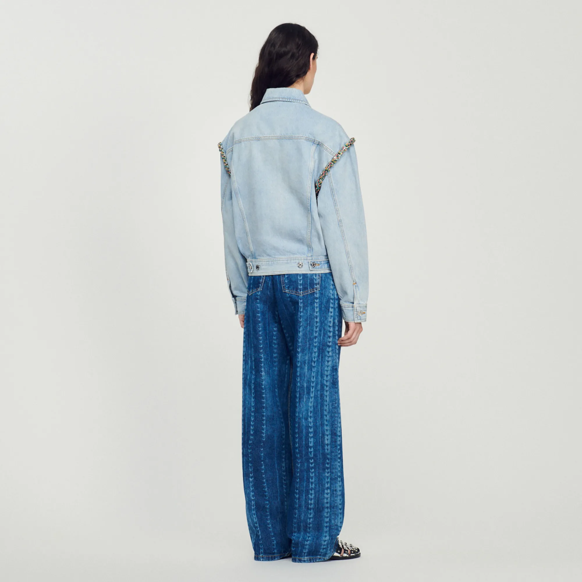 Giacca In Jeans Con Strass>Sandro Paris Flash Sale