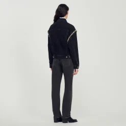 Giacca In Jeans Oversize Con Strass><noscript><img width=