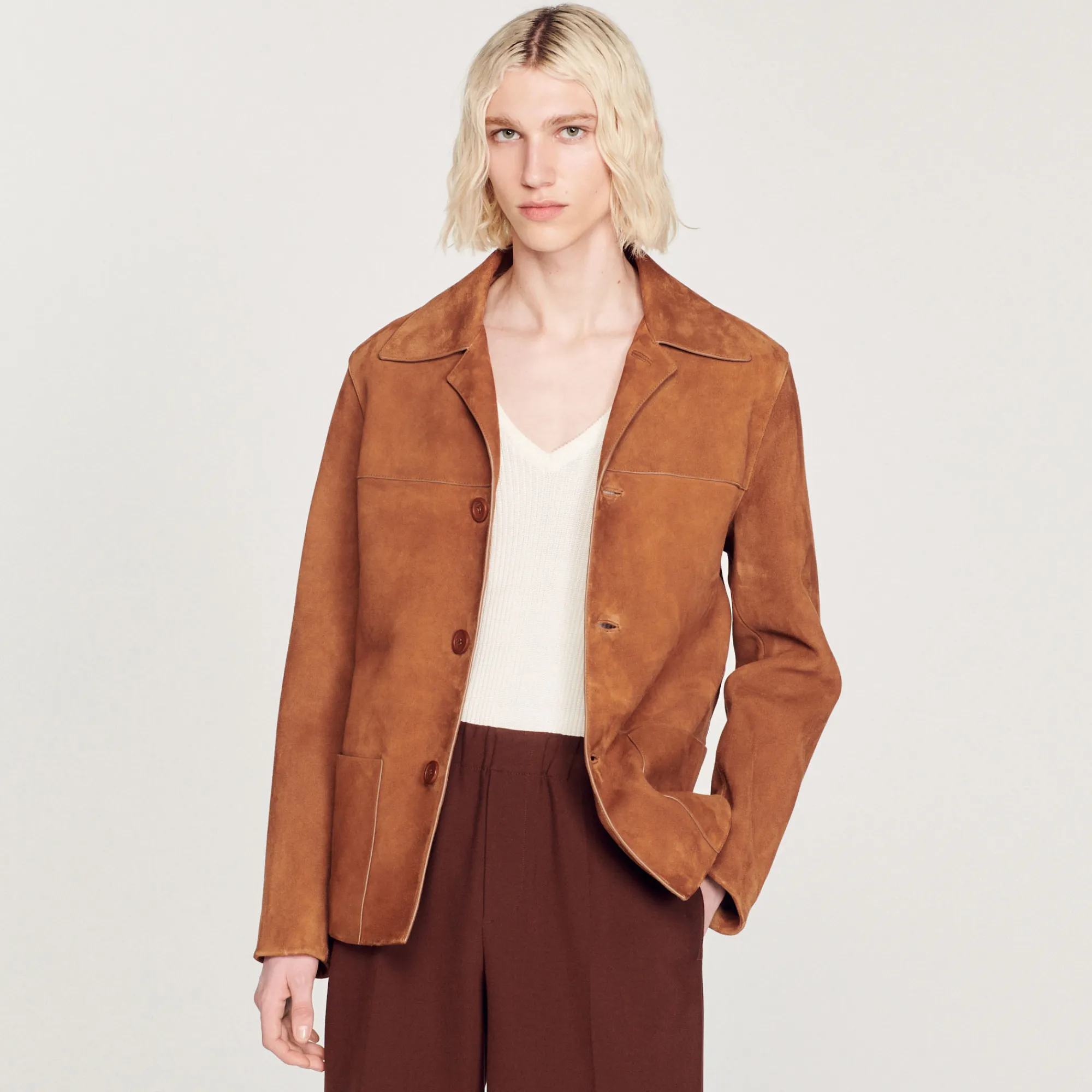 Giacca In Pelle Scamosciata>Sandro Paris Outlet