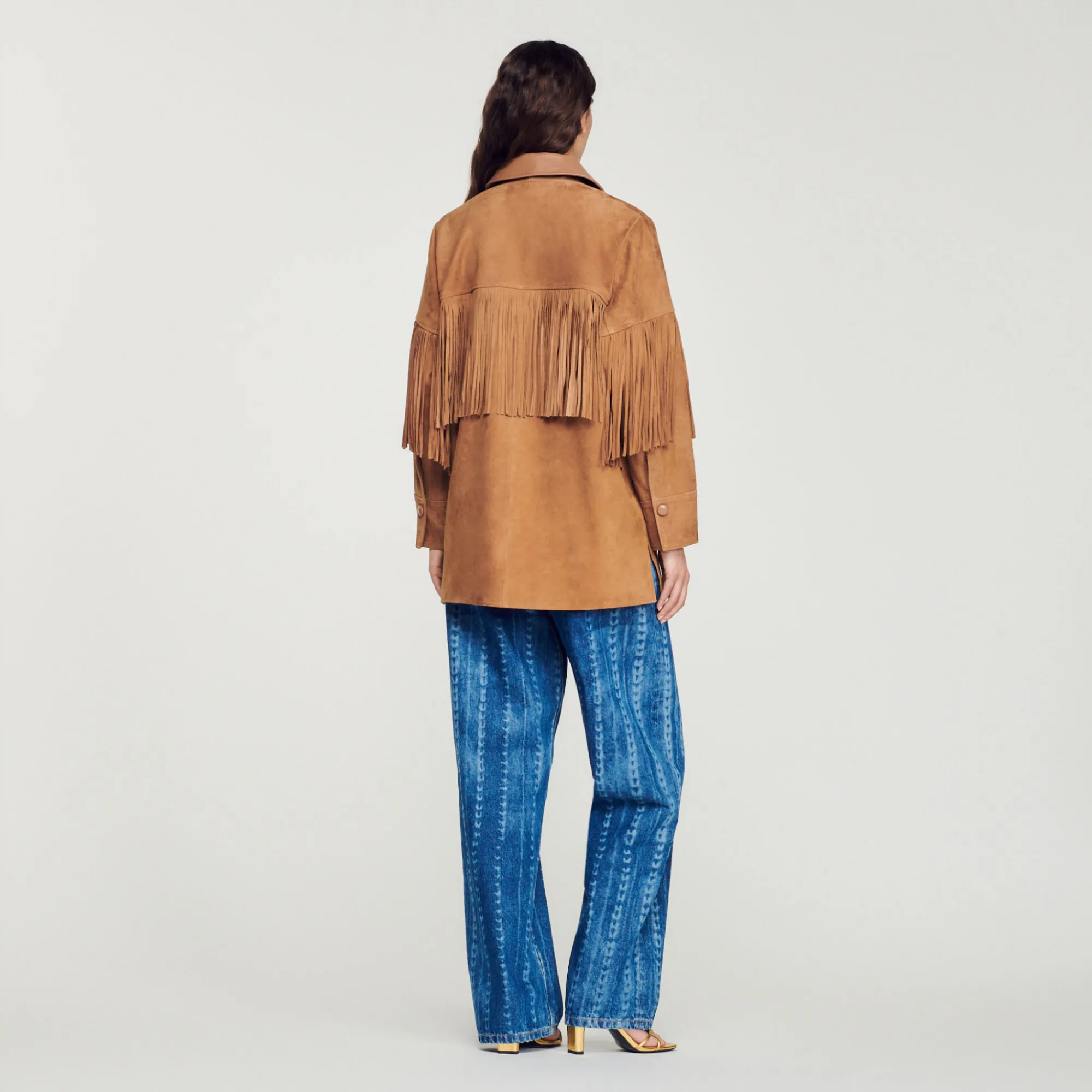 Giacca Lunga In Pelle Con Frange>Sandro Paris Clearance