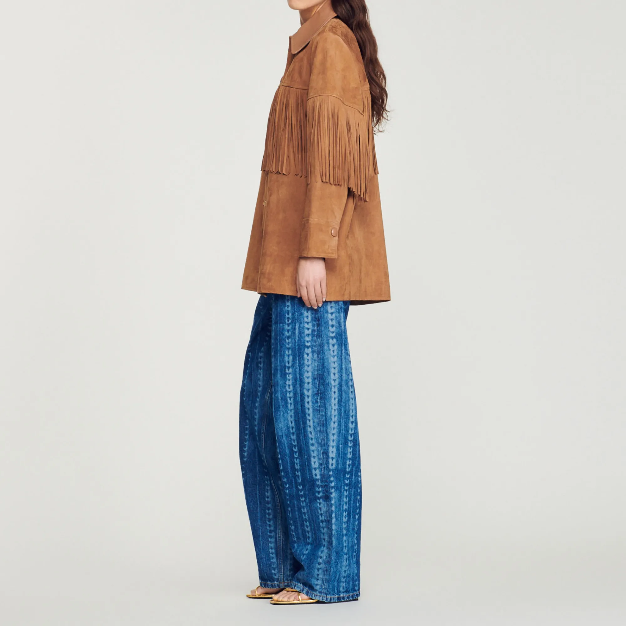 Giacca Lunga In Pelle Con Frange>Sandro Paris Clearance