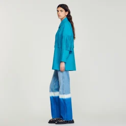 Giacca Lunga In Pelle Con Frange><noscript><img width=
