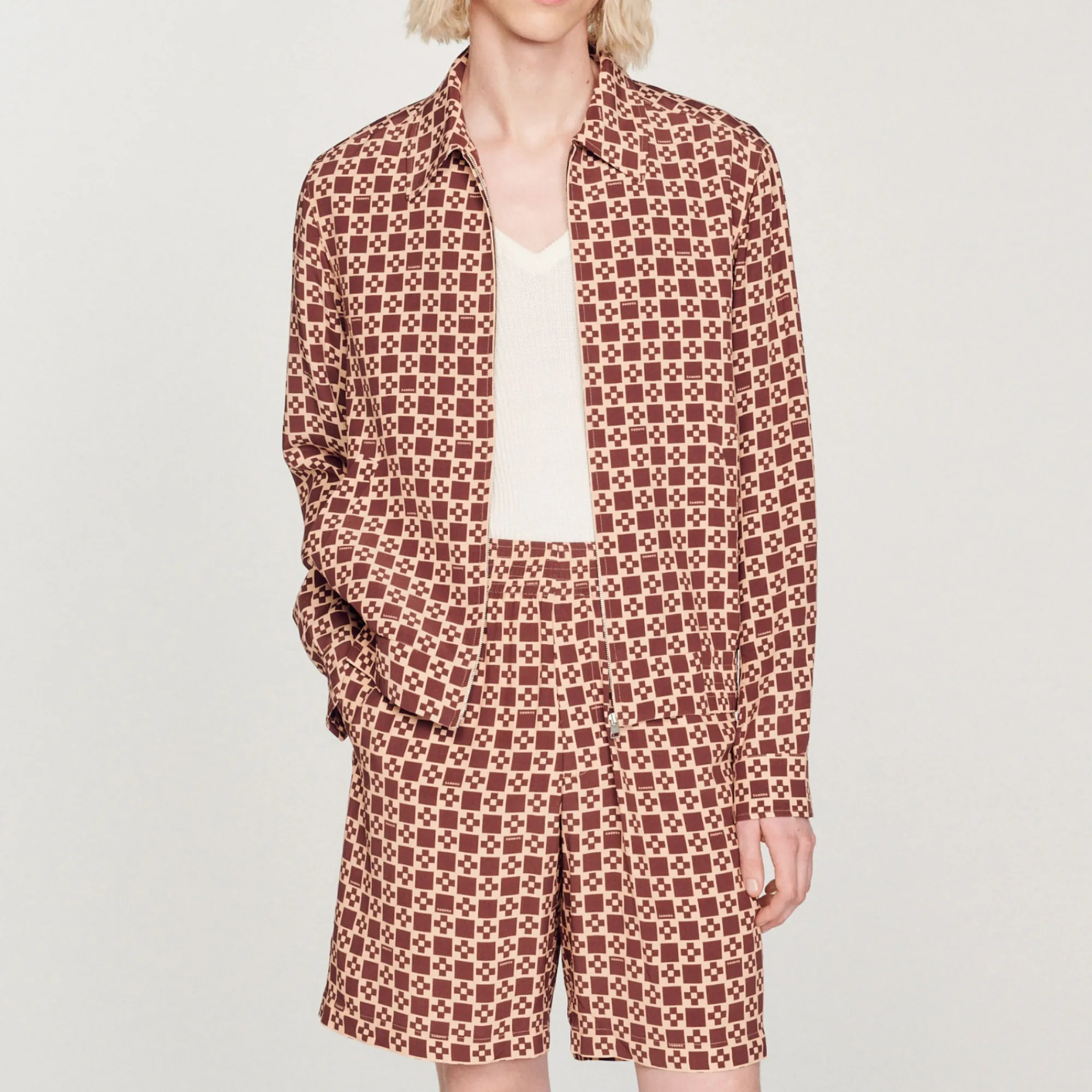 Giubbotto Con Stampa Square Cross>Sandro Paris Sale