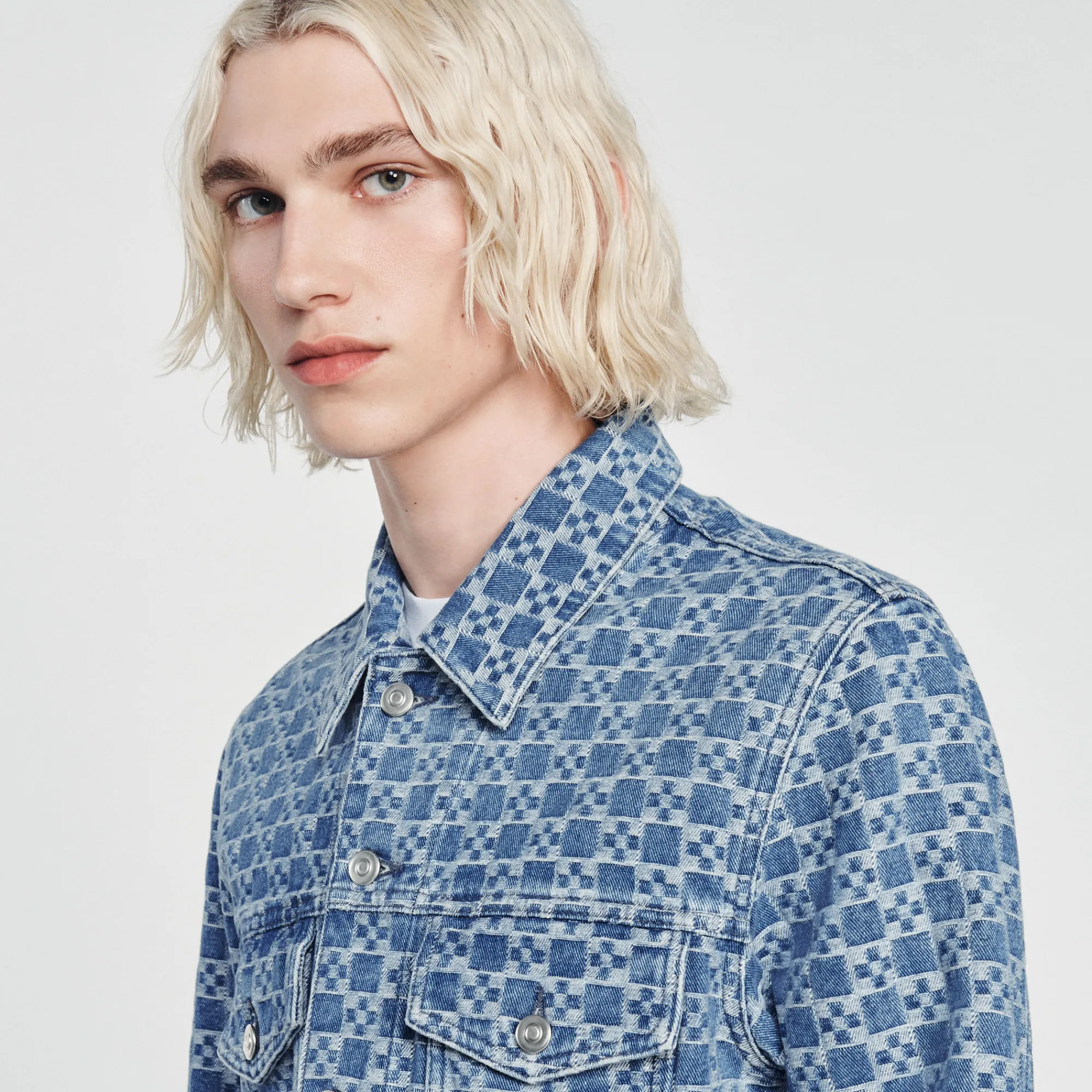 Giubbotto In Denim Square Cross>Sandro Paris Outlet