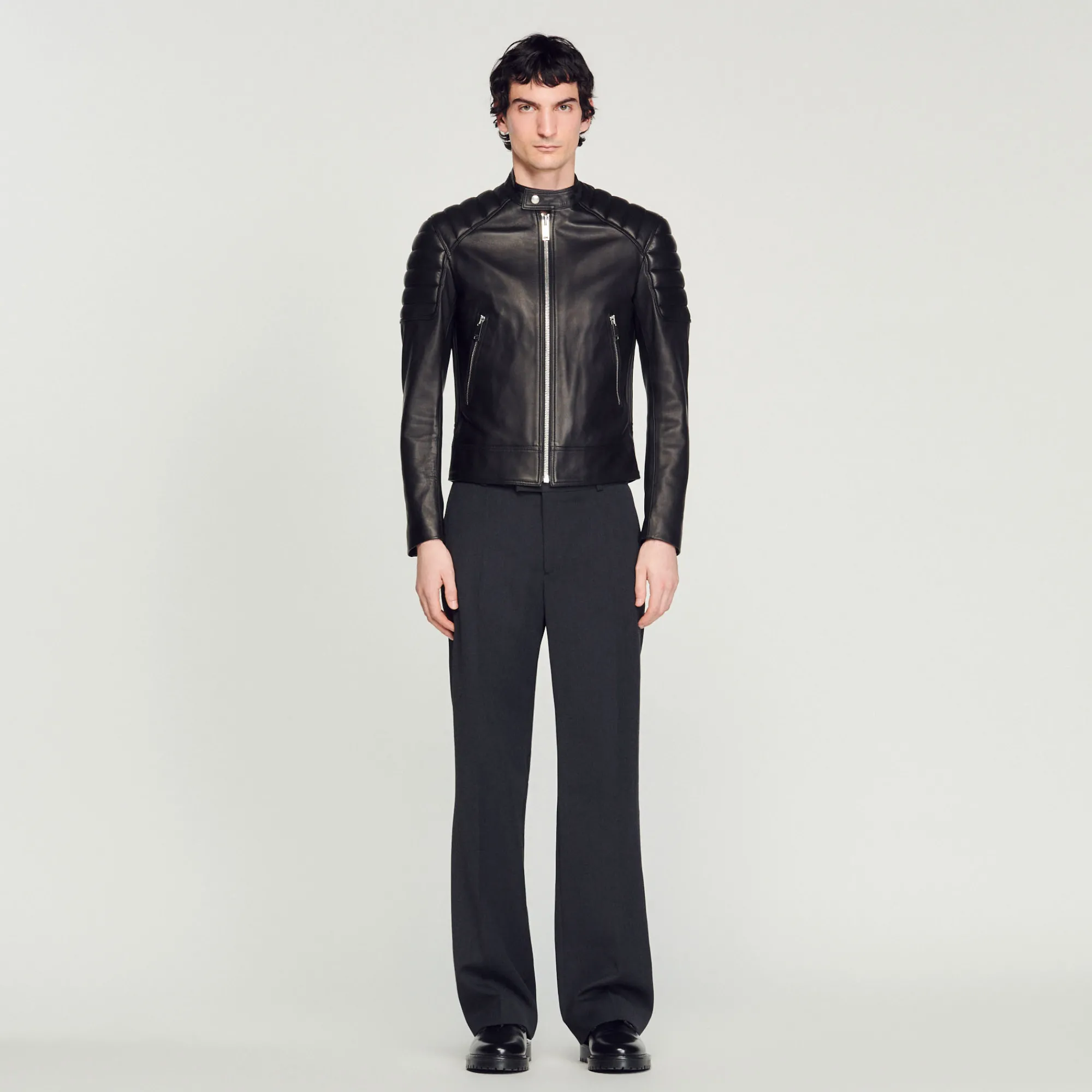 Giubbotto In Pelle Finiture Matelasse>Sandro Paris New