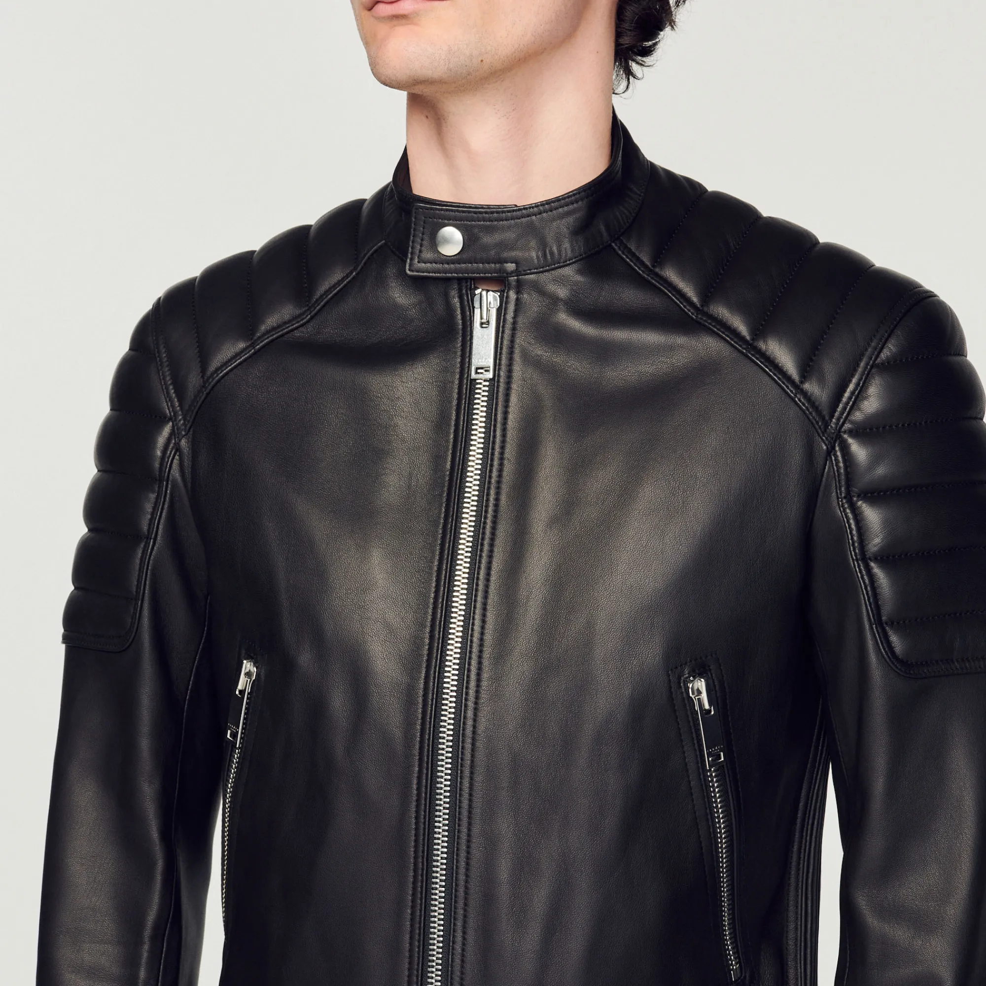 Giubbotto In Pelle Finiture Matelasse>Sandro Paris New