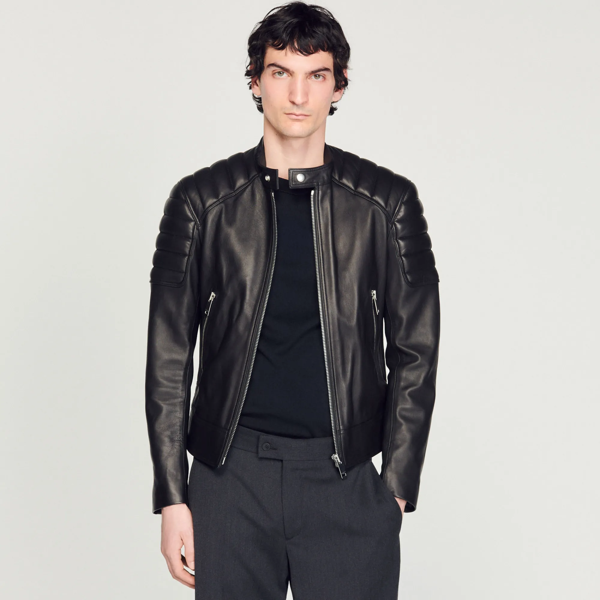 Giubbotto In Pelle Finiture Matelasse>Sandro Paris New