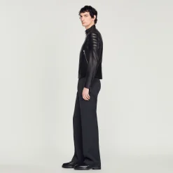 Giubbotto In Pelle Finiture Matelasse><noscript><img width=