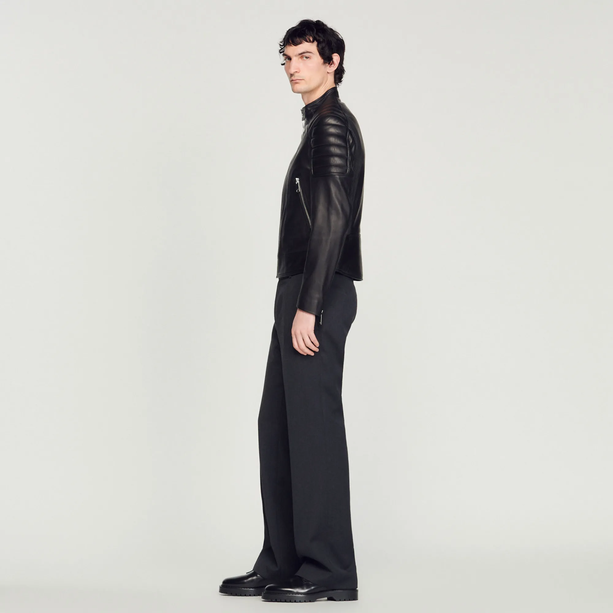 Giubbotto In Pelle Finiture Matelasse>Sandro Paris New