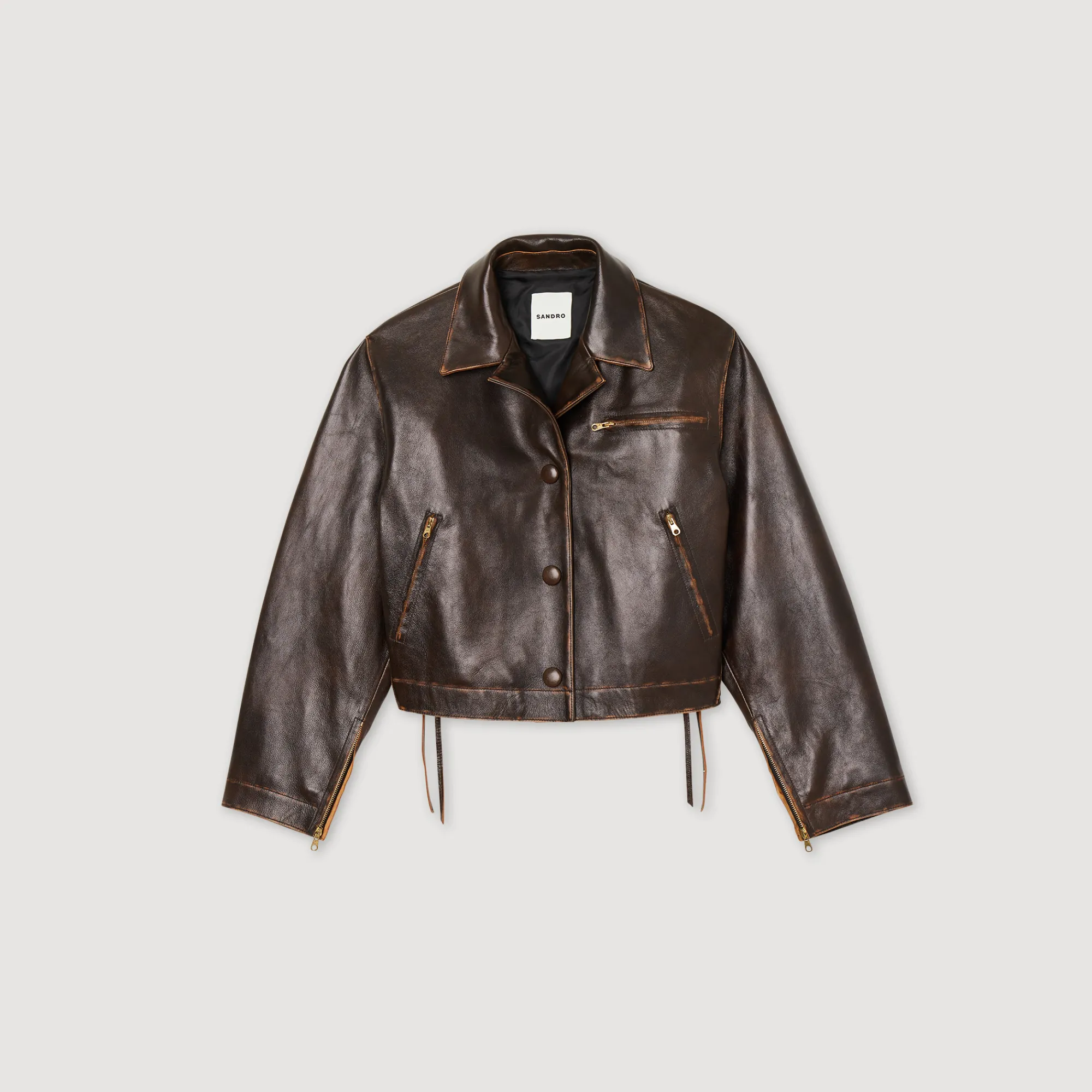 Giubbotto In Pelle Invecchiata>Sandro Paris Discount