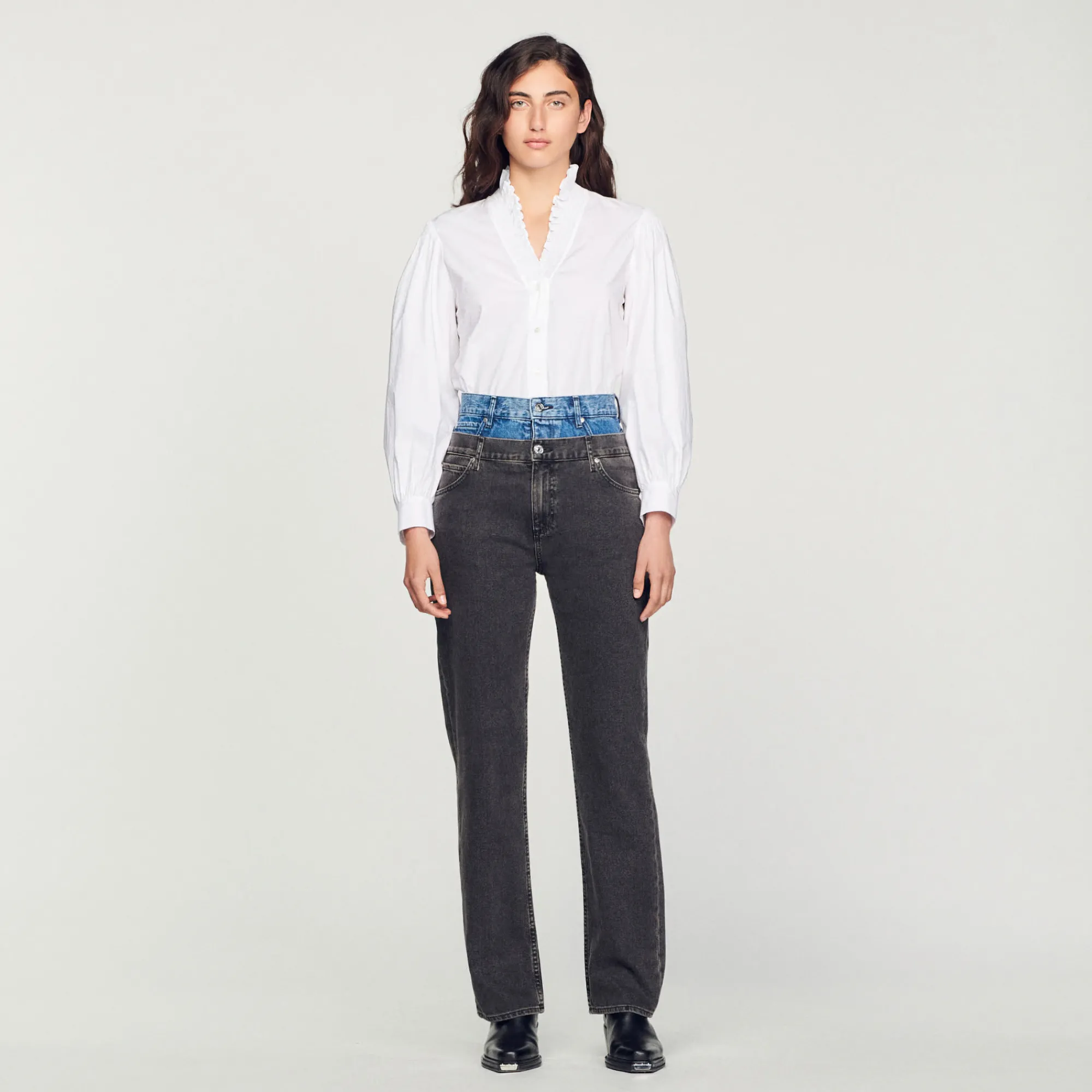 Jeans A Doppia Cintura Bicolore>Sandro Paris Cheap