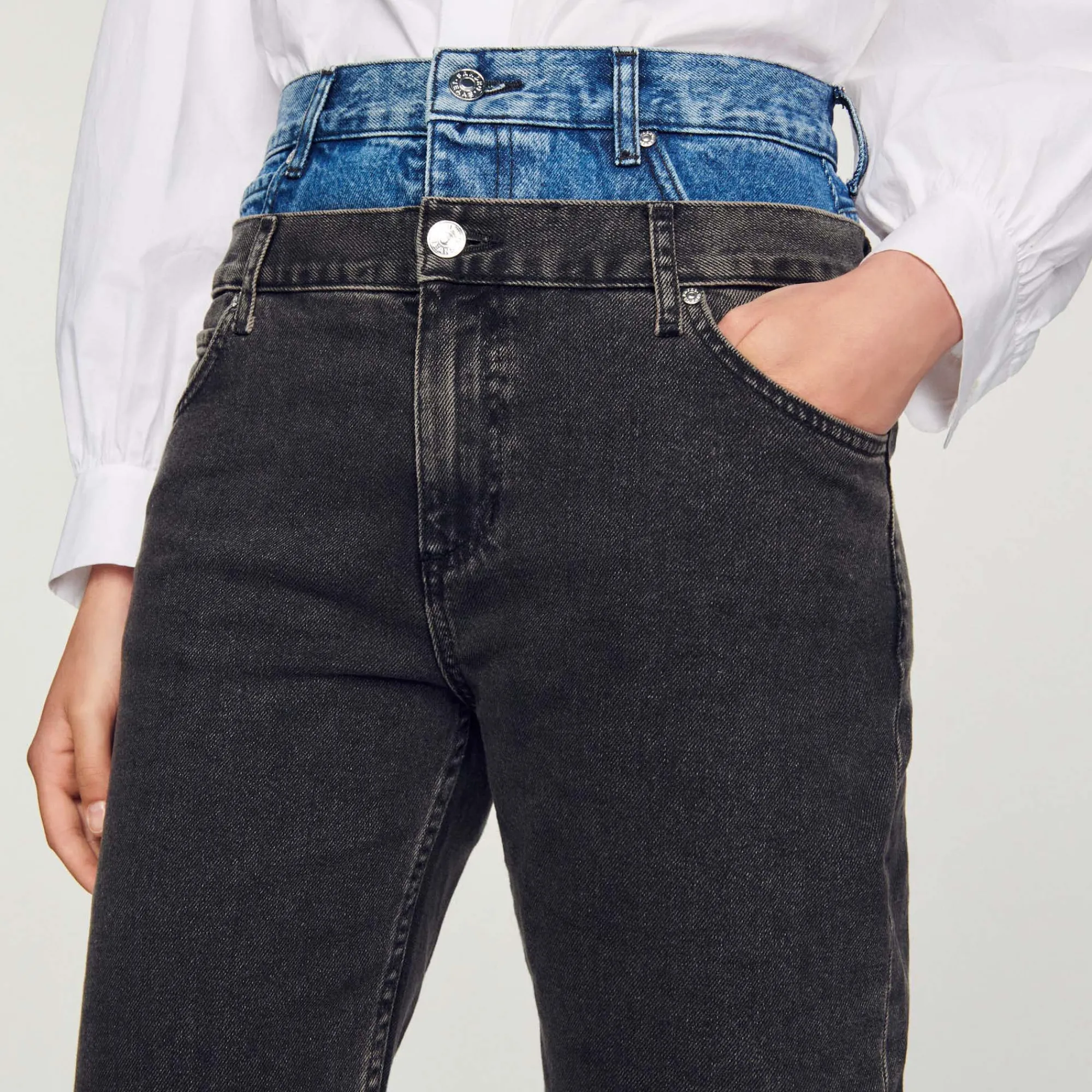 Jeans A Doppia Cintura Bicolore>Sandro Paris Cheap