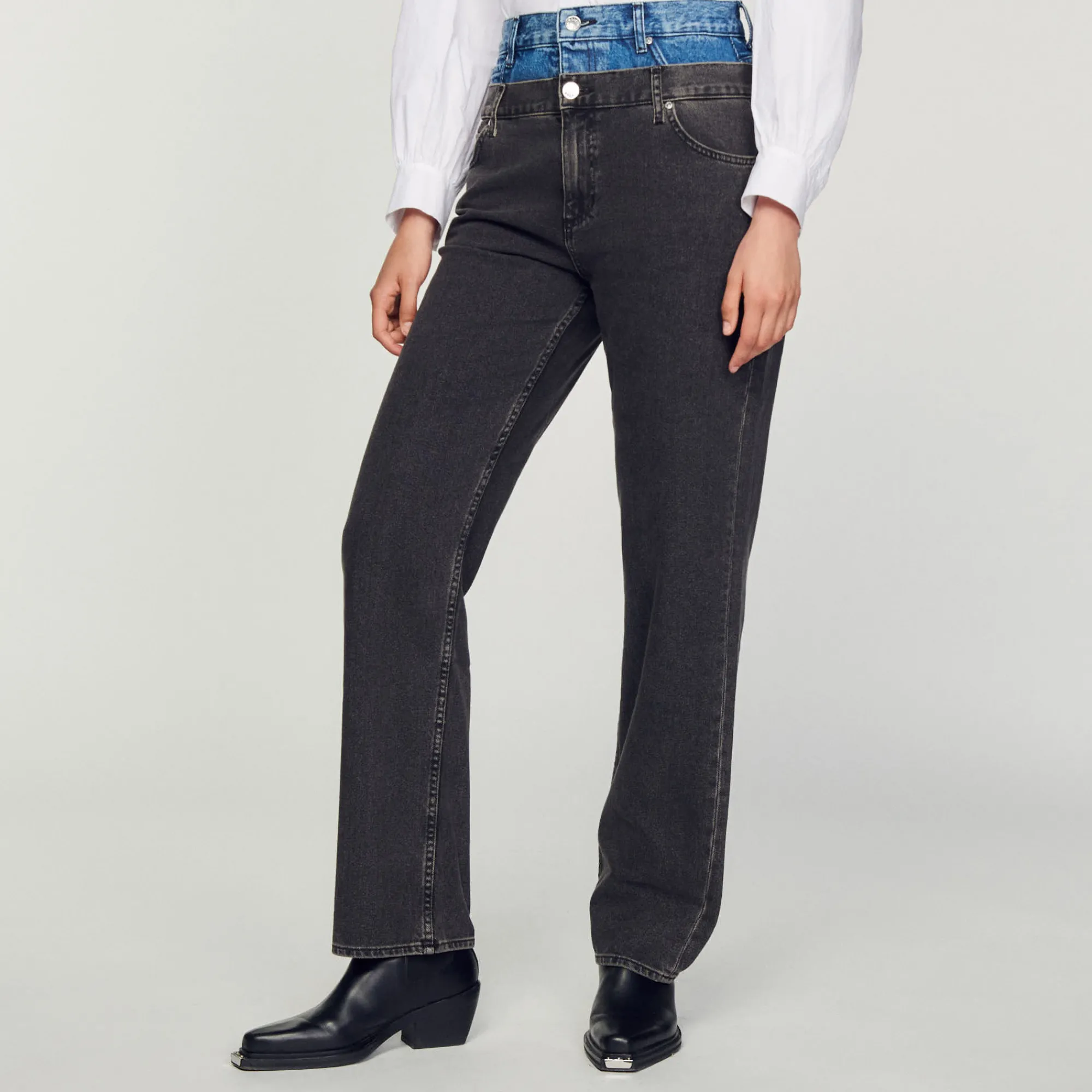 Jeans A Doppia Cintura Bicolore>Sandro Paris Cheap